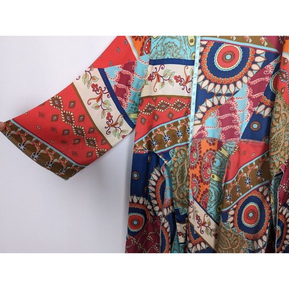 Cabi S Vintage Y2K Paisley Scarf Patchwork Print Tie Front Kimono Cardigan Boho - Picture 5 of 10